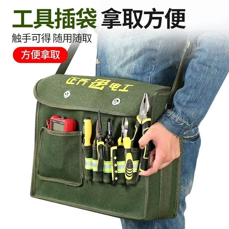 Electrician Package multifunction single shoulder satchel canvas large thickened purse large capacity bag tool bag men wear and repair