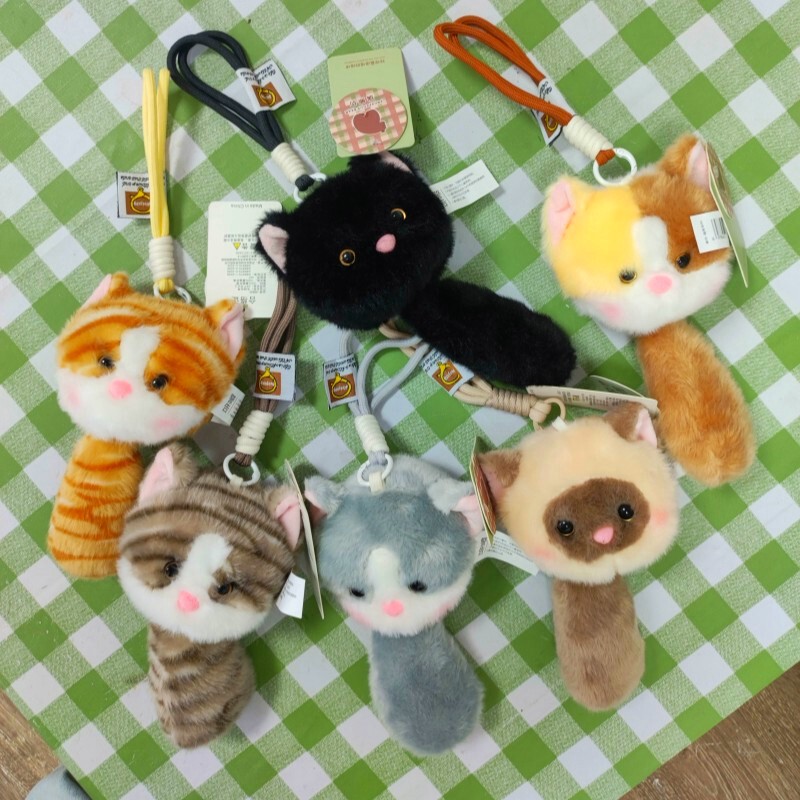 New Desk Companion Kitten Pendant Plush Toy Doll with Stretchable Tail Cat Bag Charm Keychain Doll