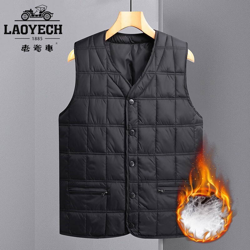 Vintage Car-Themed Autumn and Winter down Cotton Vest for Men, Sleeveless Jacket for Middle-Aged Dads Vintage Car-Themed Autumn and Winter down Cotton Vest for Men, Sleeveless Jacket for Middle-Aged Dads