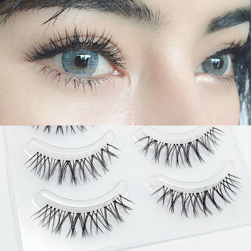 False eyelashes Japanese transparent stem supernatural soft sharpening simulation pure handmade air eyelashes
