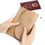 Nổi bật Microfiber Faux Leather Đa chức năng Chủ thẻ Hộ chiếu Clip Ví Phong bì đơn giản Nút tài liệu Túi lưu trữ túi đeo chéo nữ mini