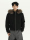 A Carton American-Style Workwear Warm Hooded down Jacket for Men and Women, High-End Casual Fur Collar Jacket, Trendy
