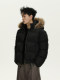 A Carton Winter American-Style Parka Hooded Fur Collar Cotton Jacket for Men and Women, Loose Casual Thick Warm Puffer Jacket