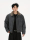 A Carton American Retro Bomber Old Money Style Lapel Jacket Cotton-Padded Fleece Boxy Short Workwear Coat Trendy