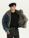 Acarton Retro Washed Design Denim Cotton Jacket for Men and Women, Winter Warm Short Style with Fur Collar