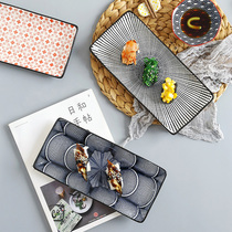 Japanese style commercial Restaurant rectangular ceramic sashimi salmon sushi plate snack cake porcelain plate tableware