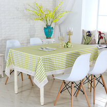 Nordic fresh Square lattice waterproof coffee table table cloth Garden Art simple modern