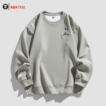 Aape ITUR new male high street personality fashion casual round collar long sleeve head sweatshirt minimalist 100 lap retro