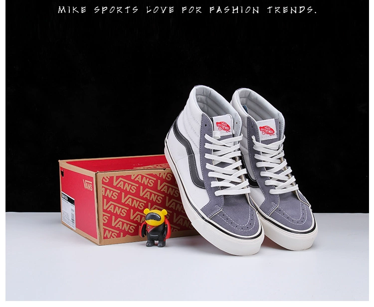 Mike Sports VANS / Người hâm mộ SK8-Hi Anaheim giày trượt ván màu trắng xám VN0A38GFUQ1 - Dép / giày thường