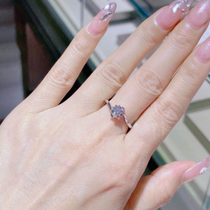 Henan laboratory cultivates artificial synthetic diamonds 18k white gold snowflake twist arm 80 minute wedding ring for women 950 platinum