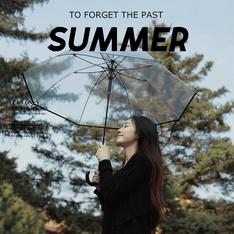 Amacom semi-automatic long handle transparent umbrella straight poe umbrella student male and female fresher goddess reinforcing windproof umbrella