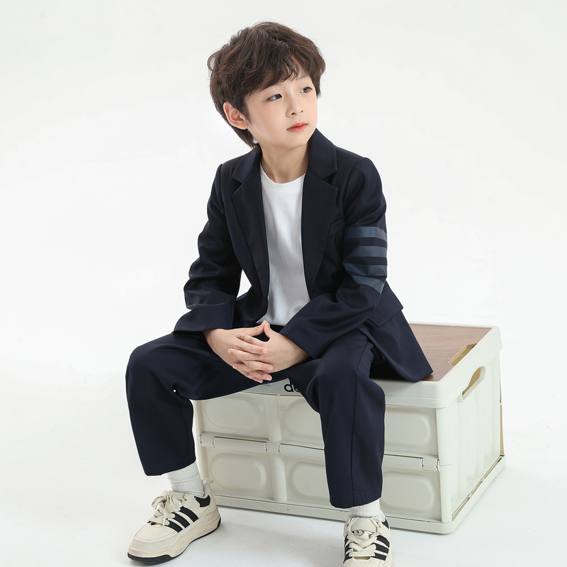 Elephant Daddy【Rich Heir】Boys' Striped Blazer Stylish Summer Children's Suit Piano Performance Outfit