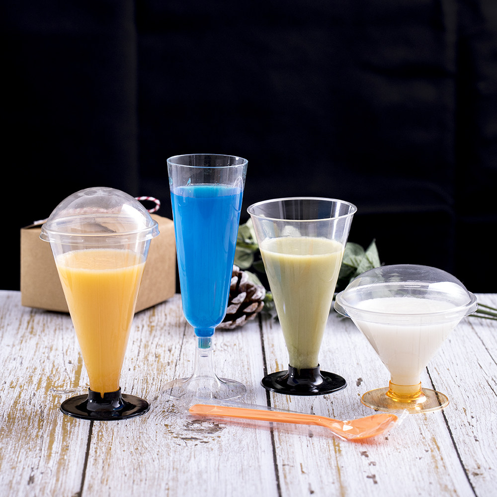 Transparent High Foot Mousse Cup Pudding Cup Jelly Cup Tiramisu Cup Send Lid Delivery Spoon