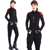 Fruit Water Soldier Dance Autumn Winter Brand New Lady High Collar Appliquel 5 Stars Pure Cotton Long Sleeve No Not Square Dance Team Performance Suit