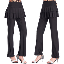 Yang no no goo with the same water soldier dance outfit black inlaid drill long dress pants square dance Latin pants dance performance