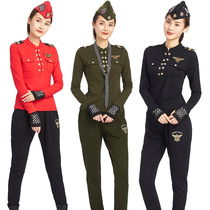 Fall Water Soldiers Dance Costumes New Standout Big Code Long Sleeve Pure Cotton T-shirt Outdoor Square Dance Team Play Out