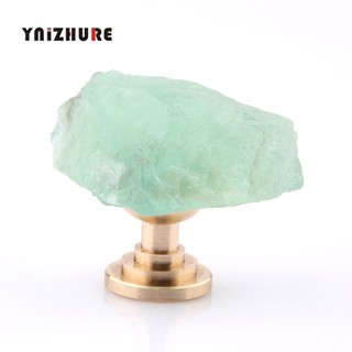 Natural light luxury fluorite rough ore brass handle drawer single hole wardrobe door cabinet small handle hook handle