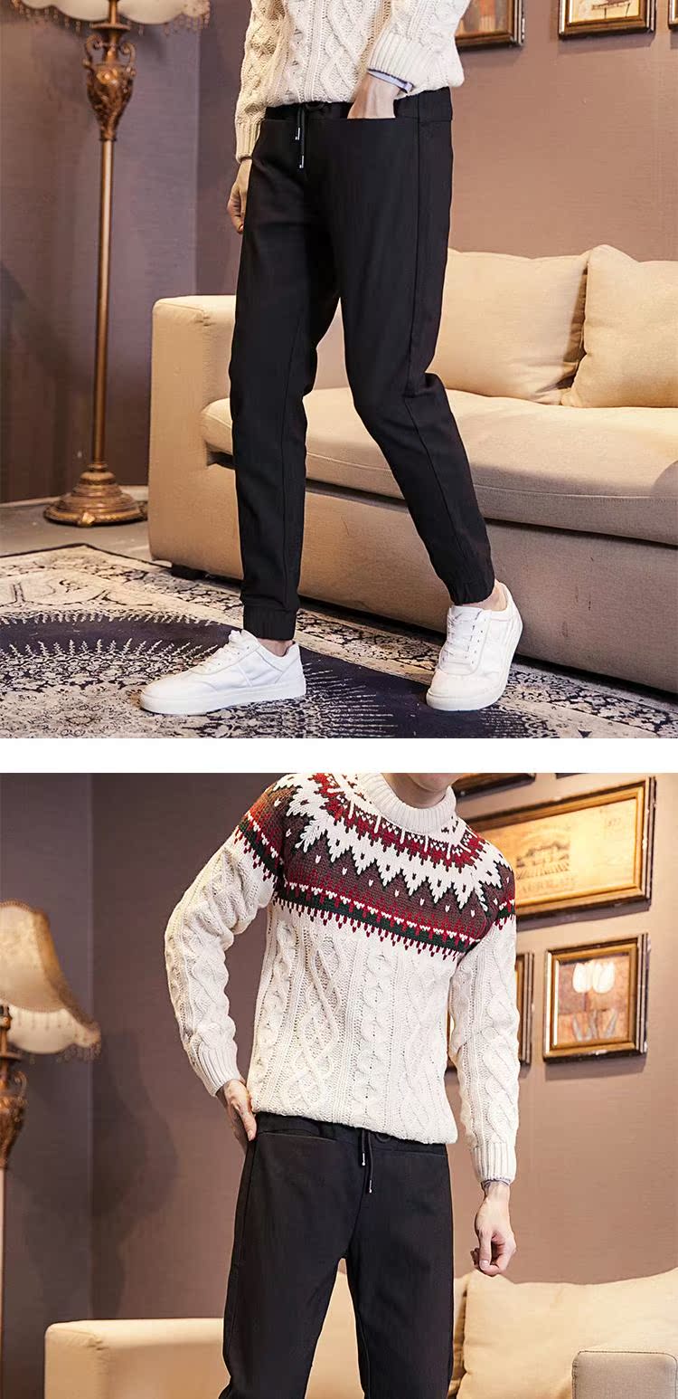 Áo len nam phong cách dân tộc 2018 phiên bản Hàn Quốc của xu hướng áo cổ tròn cá tính Áo len nam cổ trụ áo khoác len cardigan nam