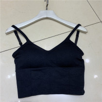 Carca with the same beauty back small harnesses vest female inner lap sexy short summer outside wearing black beating bottom V collar blouses