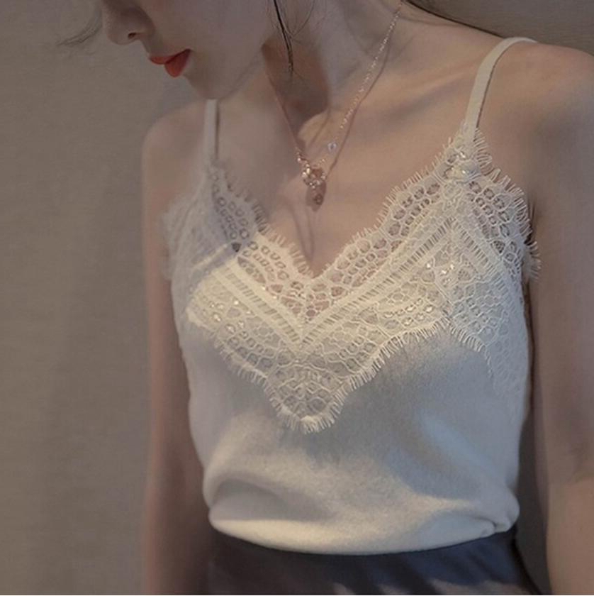 LOST bottom hanging with vest sexy lace new network red beauty back knitted outside wearing silk inside slim female