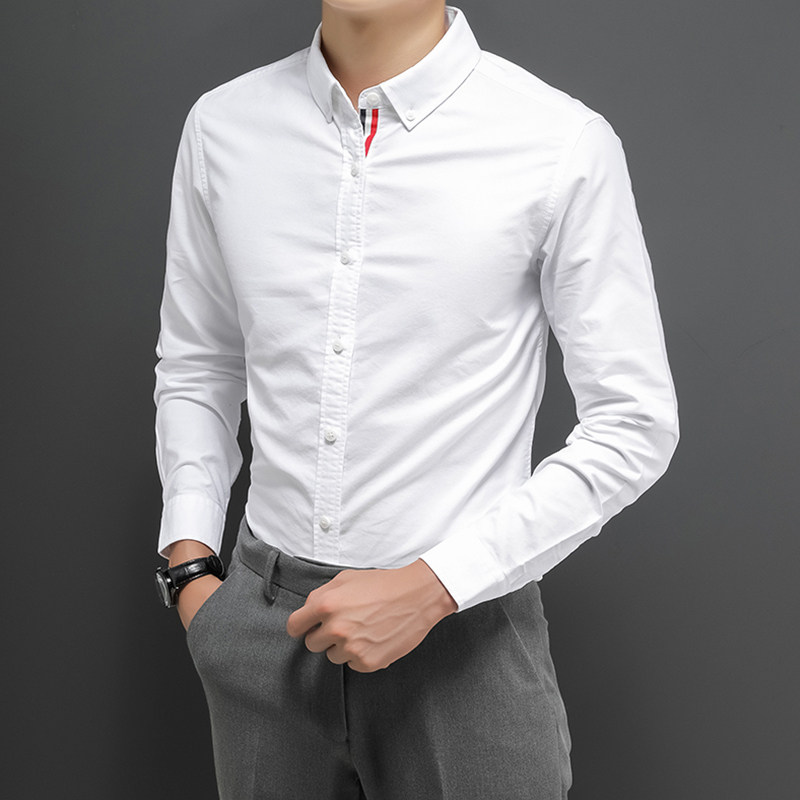 Light luxury shirt men's long-sleeved handsome autumn men's Korean version slim light business casual striped dress trend shirt