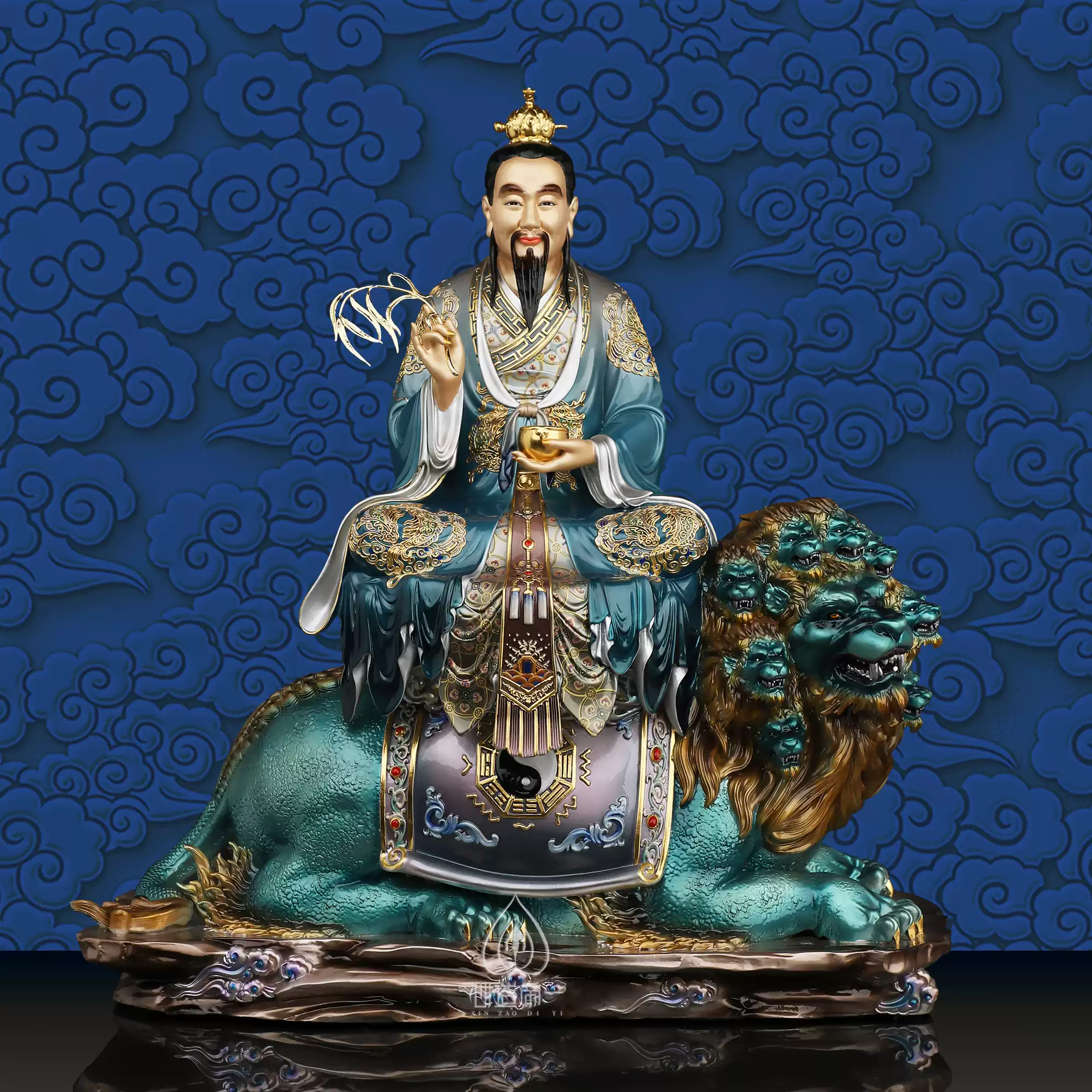 石像 太乙救苦天尊神像 禅意置物 文房茶道 鎮宅 玄関 造景 装飾品 工芸品 太乙救苦天尊新款太乙真人銅像臺灣工藝貼金家用神像16寸19寸擺件-淘寶