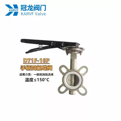 D71F-16P Manual 304 stainless steel handle clip-on PTFE butterfly valve DN40 50 65 80 100 125