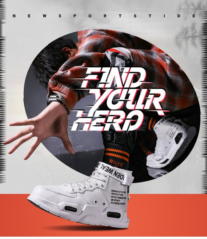Description Picture 3 of itemBrand New Mens High Top Sneakers Outdoor Basketball Shoes Male White Sneakers Comfortable Casual Sports Shoes Zapatillas Hombre