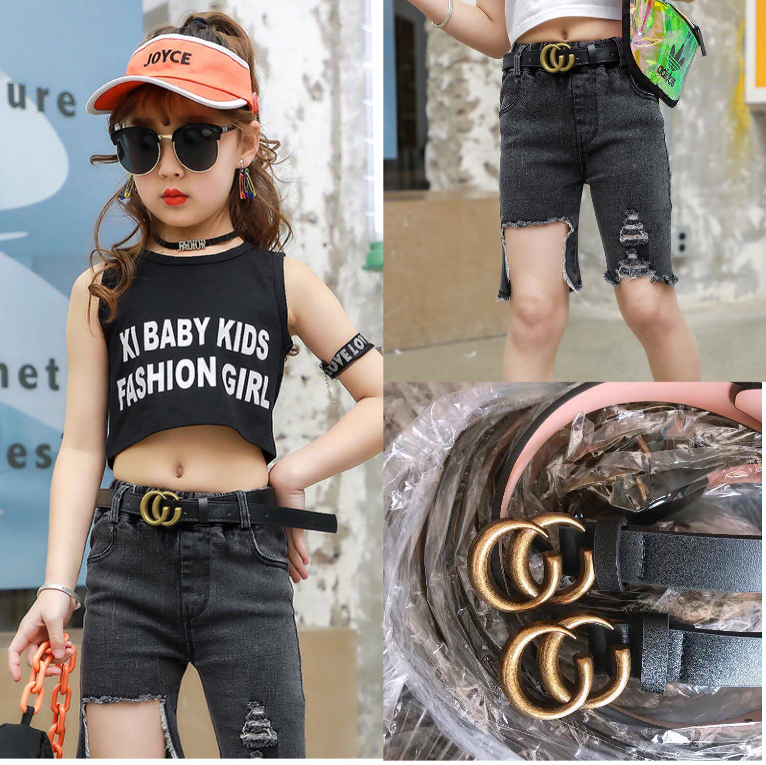 Net red with the same style for boys and girls fashion all-match belt primary school children retro decorative belt Western style catwalk accessories