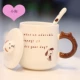 Ba chiều dễ thương siêu dễ thương gốm nước cốc cốc sáng tạo với nắp muỗng sữa cốc vài tách cà phê - Tách bình nước thủy tinh 500ml