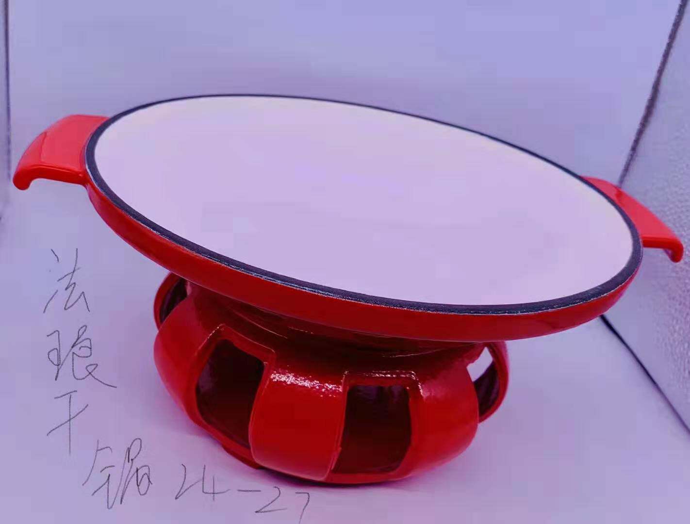 New Chinese red cast iron enamel color dry pot alcohol pot seafood pot doll dishes can be dry-cooked without fading fish head pot