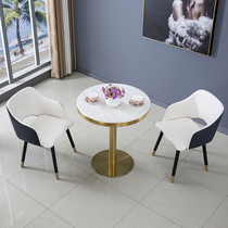 Nordic light lavish marble dining table and chairs Combined modern minima Home Small family Type balcony Small table and chairs One table Two chairs