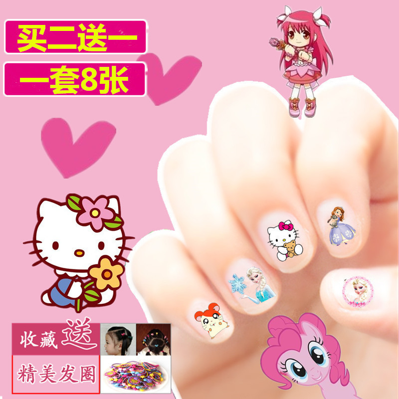 Children Cartoon Nails Stickup Baby Girl Waterproof Safety Environmental Protection Beauty Nail Snow White Shiny Mickey Animal