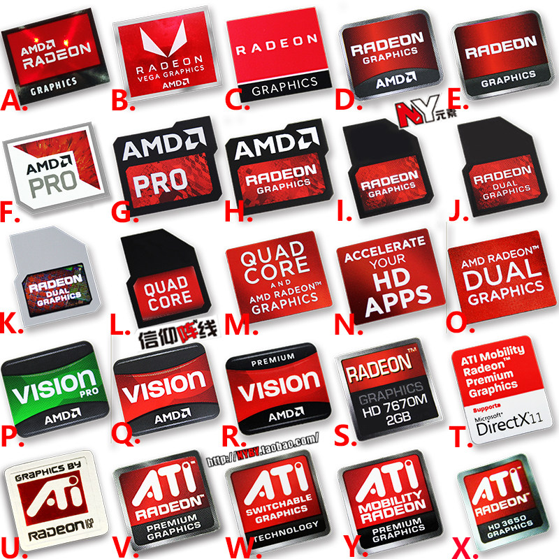 Новая видеокарта AMD ATI оригинальная наклейка с логотипом Radeon для ноутбука Изображение 1