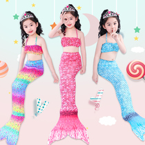 Mermaid tail children princess skirt girl color swimming suit three-piece mermaid costume