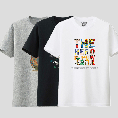 短袖印花纯棉T恤男士宽松夏季