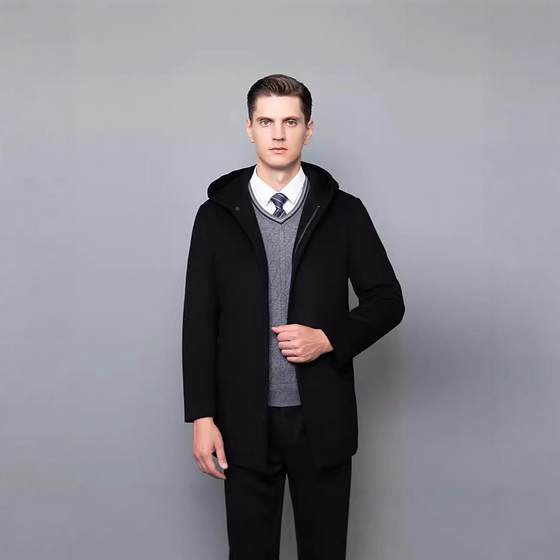 
Face autumn and winter hat and double-sided wool coat medium length 6502-TT double-Ni coat men's windbreaker men's middle-span youth