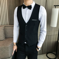Suit vest mùa hè mặc đồ nam giản dị vest vest bồi bàn quần yếm vest nam thủy triều - Dệt kim Vest khoác len mỏng