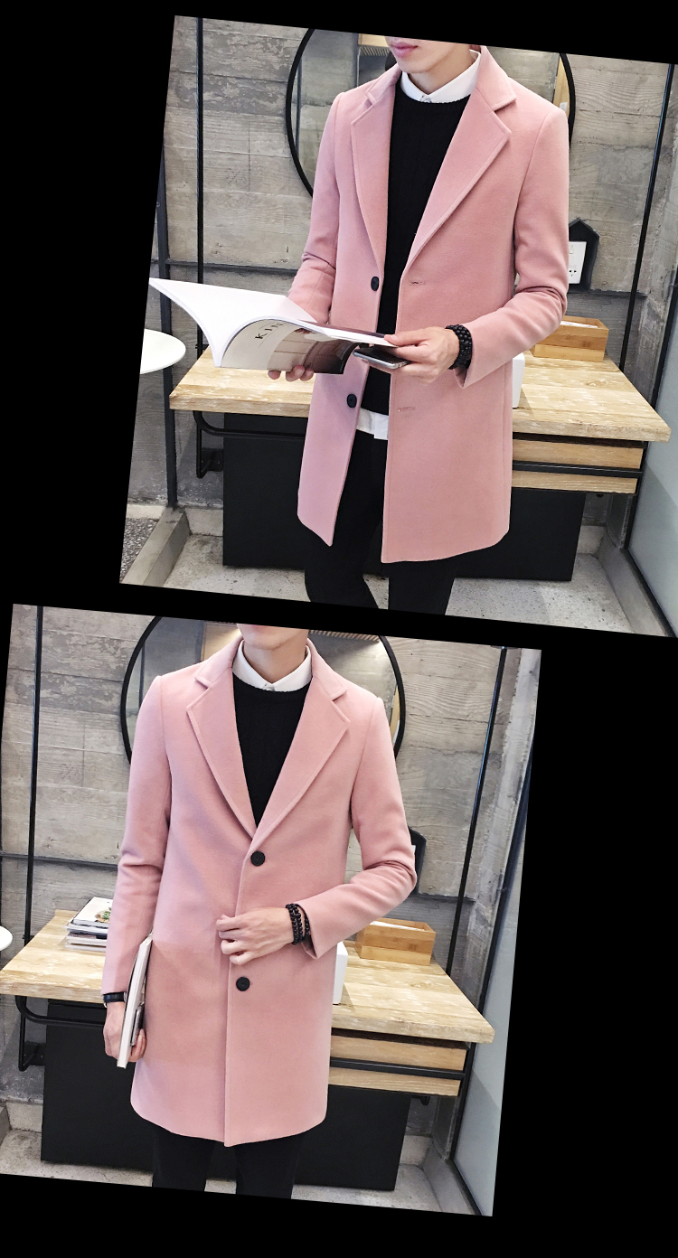 Áo gió nam mùa đông nam dài phiên bản Hàn Quốc của Slim plus nhung dày đẹp trai áo len đẹp trai áo len áo gió chống nước