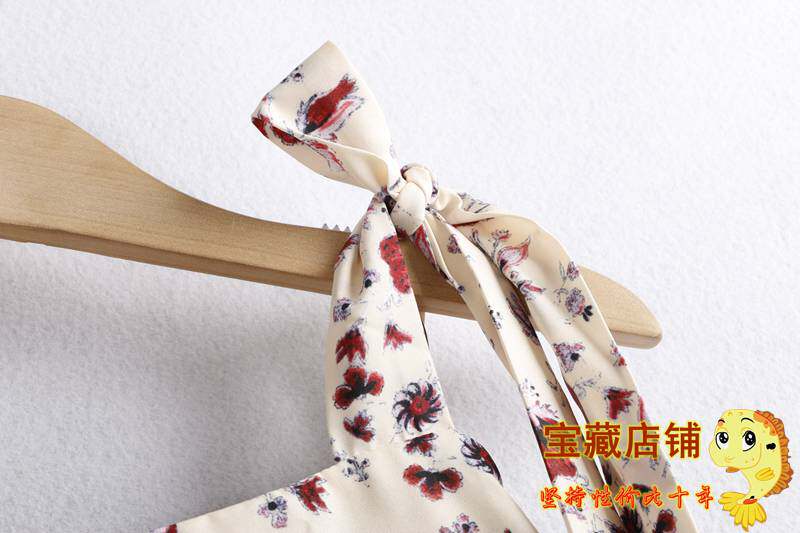 Боди/брюки 2790碎花连体裤 系带露背松紧时尚连体阔腿裤 小鱼儿外贸尾单女装