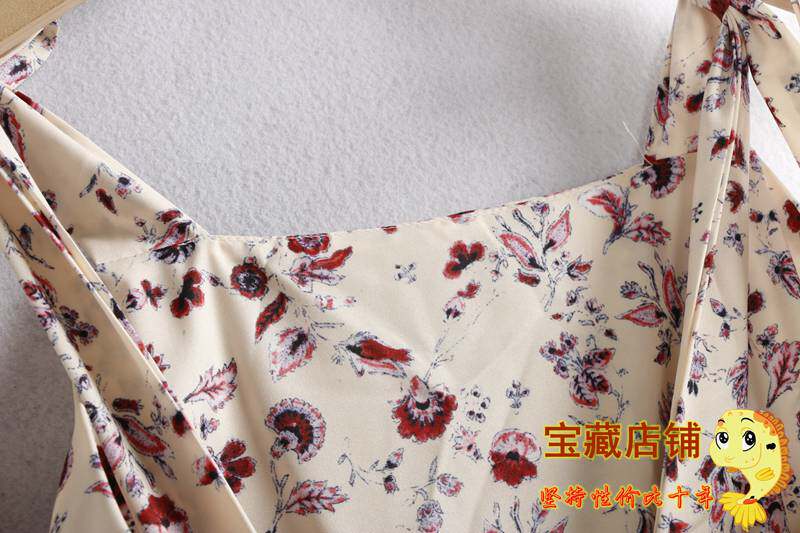 Боди/брюки 2790碎花连体裤 系带露背松紧时尚连体阔腿裤 小鱼儿外贸尾单女装