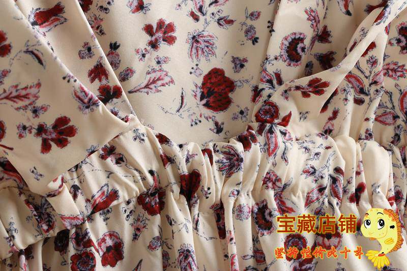 Боди/брюки 2790碎花连体裤 系带露背松紧时尚连体阔腿裤 小鱼儿外贸尾单女装