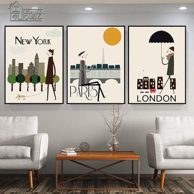 Industrial-style urban cartoon living room decorative paintings, creative art murals, bedroom foyers, hotel and guesthouse single hanging paintings