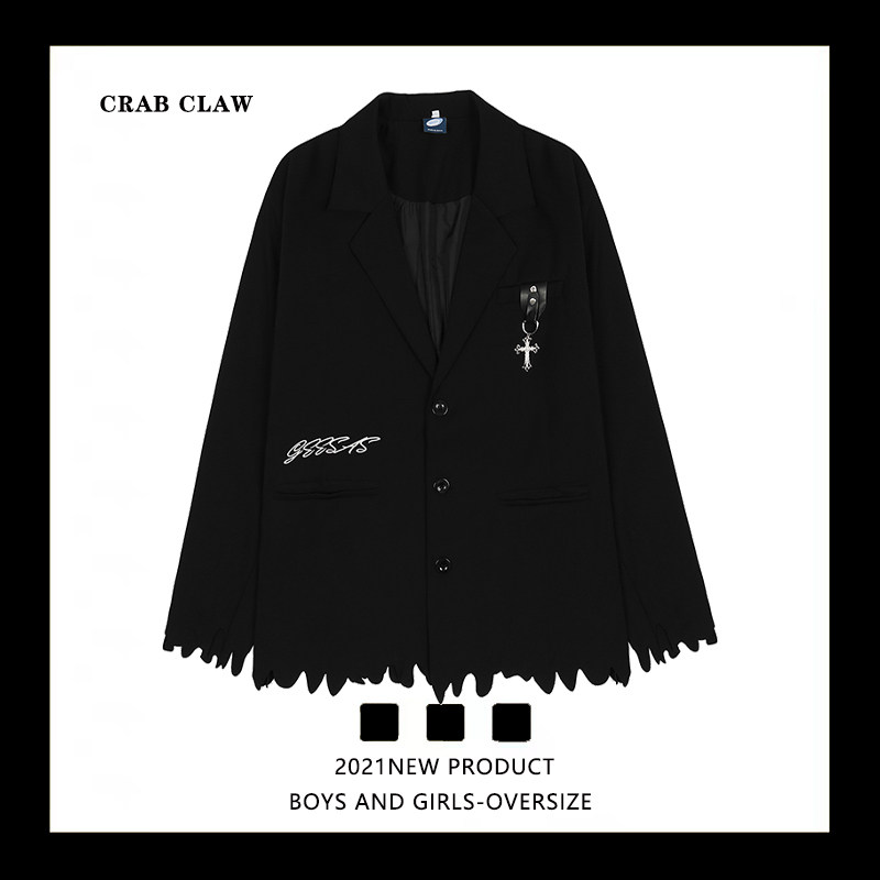 Mr. Guochao tide brand niche design sense irregular casual suit men's street ruffian handsome personality suit jacket