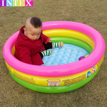 INTEX Thickened Trumpet Three-ring Pool Toddler Bath Tub Inflatable Swimming Pool Indoor baby Ocean Ball Pool