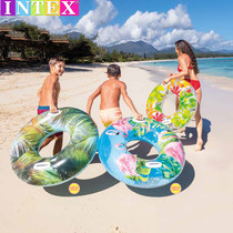 INTEX adult floating ring large childrens color large handle swimming ring Men and women childrens water inflatable life buoy