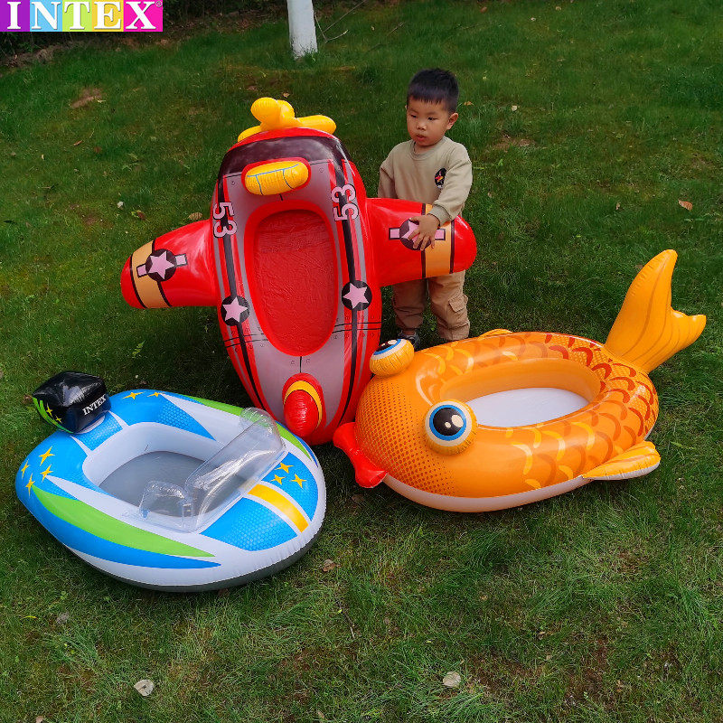 New Children Thickening Aircraft Sitting Lap Men And Women Baby Water Inflatable Speedboats Small Floating Boats Cartoon Styling Swimming Rings