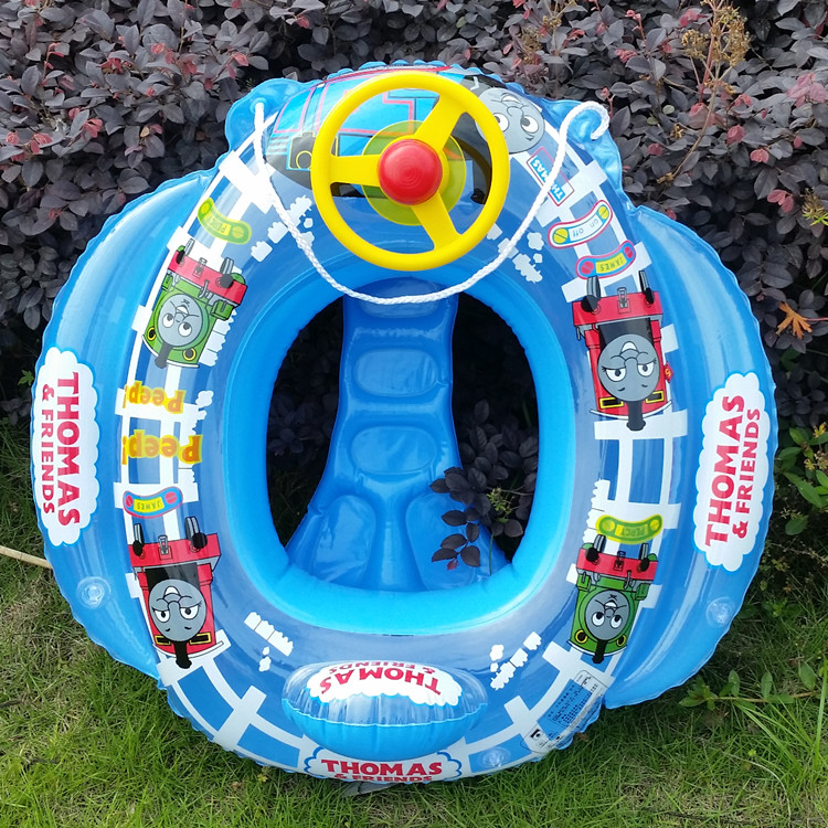 Children's Thomas inflatable seat ring Baby with steering wheel water swimming ring Cartoon toddler pool floating ring