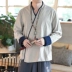 Mùa thu áo choàng nam Hanfu áo khoác gió Trung Quốc áo khoác thanh niên Trung Quốc nằm thiền trà quần áo quốc phục quần jean nam Trang phục dân tộc