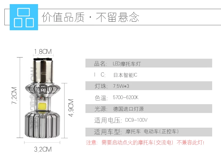 Ắc quy ô tô led đèn pha tích hợp bóng đèn sửa đổi chói siêu sáng 12V48V60V72V xe máy điện - Đèn xe máy